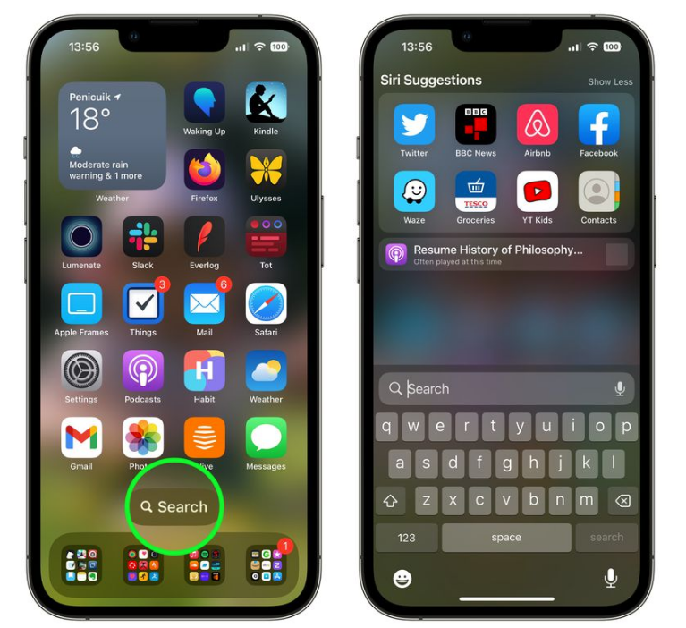 古城苹果手机维修分享升级到 iOS 16 后，如何删除主屏幕上的搜索按钮 